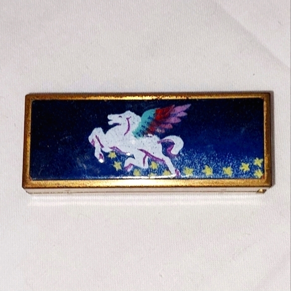 Russian VTG Enamel On Brass Flying White Horse Pegasus Lighter Holder - Picture 1 of 9